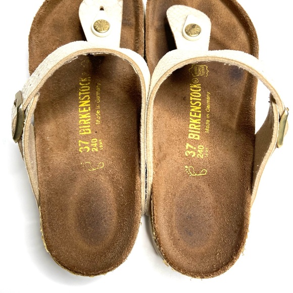 Birkenstock Iridescent White Snake-Print Thong Sandals - Picture 13 of 16